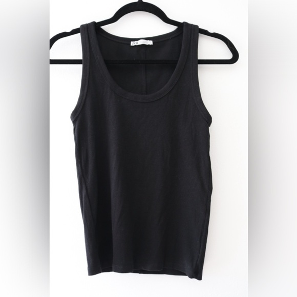 Zara Black Sleeveless Fitted Tank Top Size Large - Picture 2 of 5